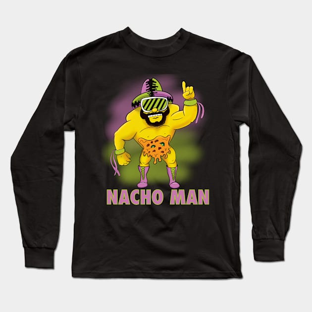 Nacho Man Wrestler Vintage Long Sleeve T-Shirt by JonnyVsTees